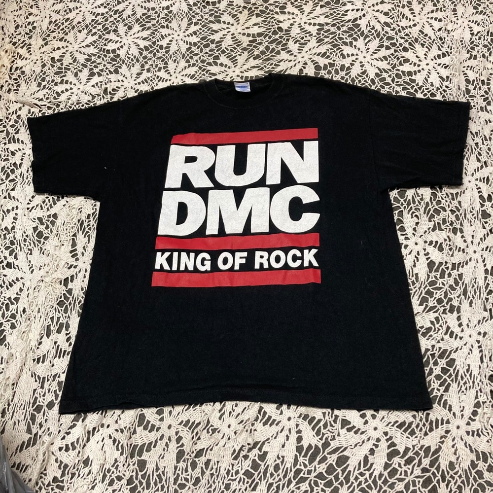 Run DMC King of Rock Graphic T-Shirt Mens XL Black M&O Knits Hip Hop Tee